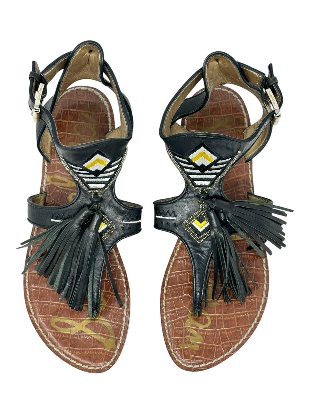 Sam Edelman Giblin Fringe Sandal Size 7.5 Black